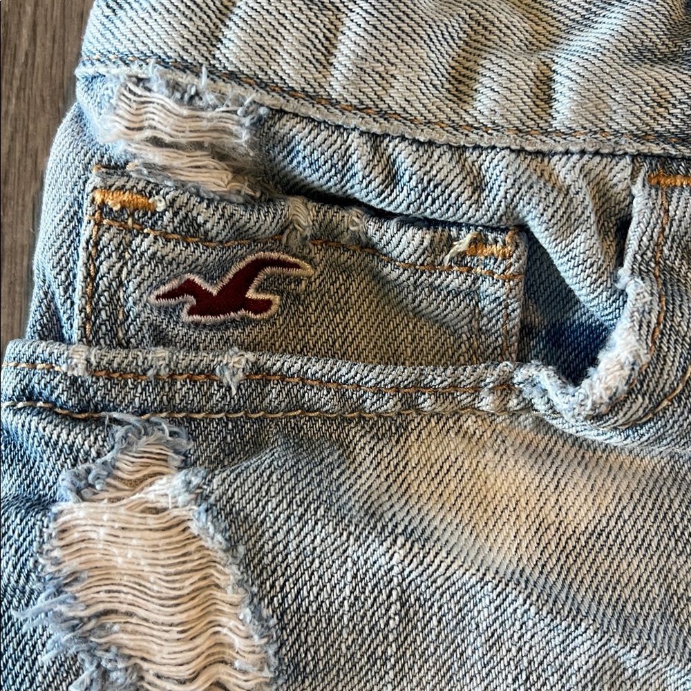 Hollister Light Blue Distressed Jean Shorts - Picture 2 of 7